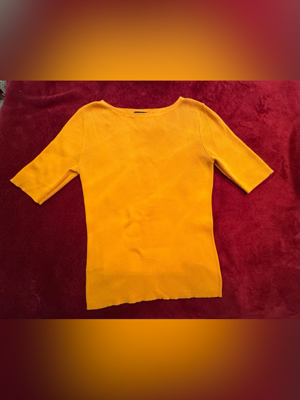 Ann Taylor Factory Mustard Ribbed Short Sleeve Knit Top